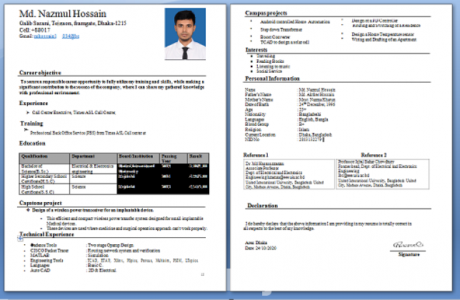 Updated  CV Making ৳20 Taka 3 Formats (MSW,MS-Excel,PDF).